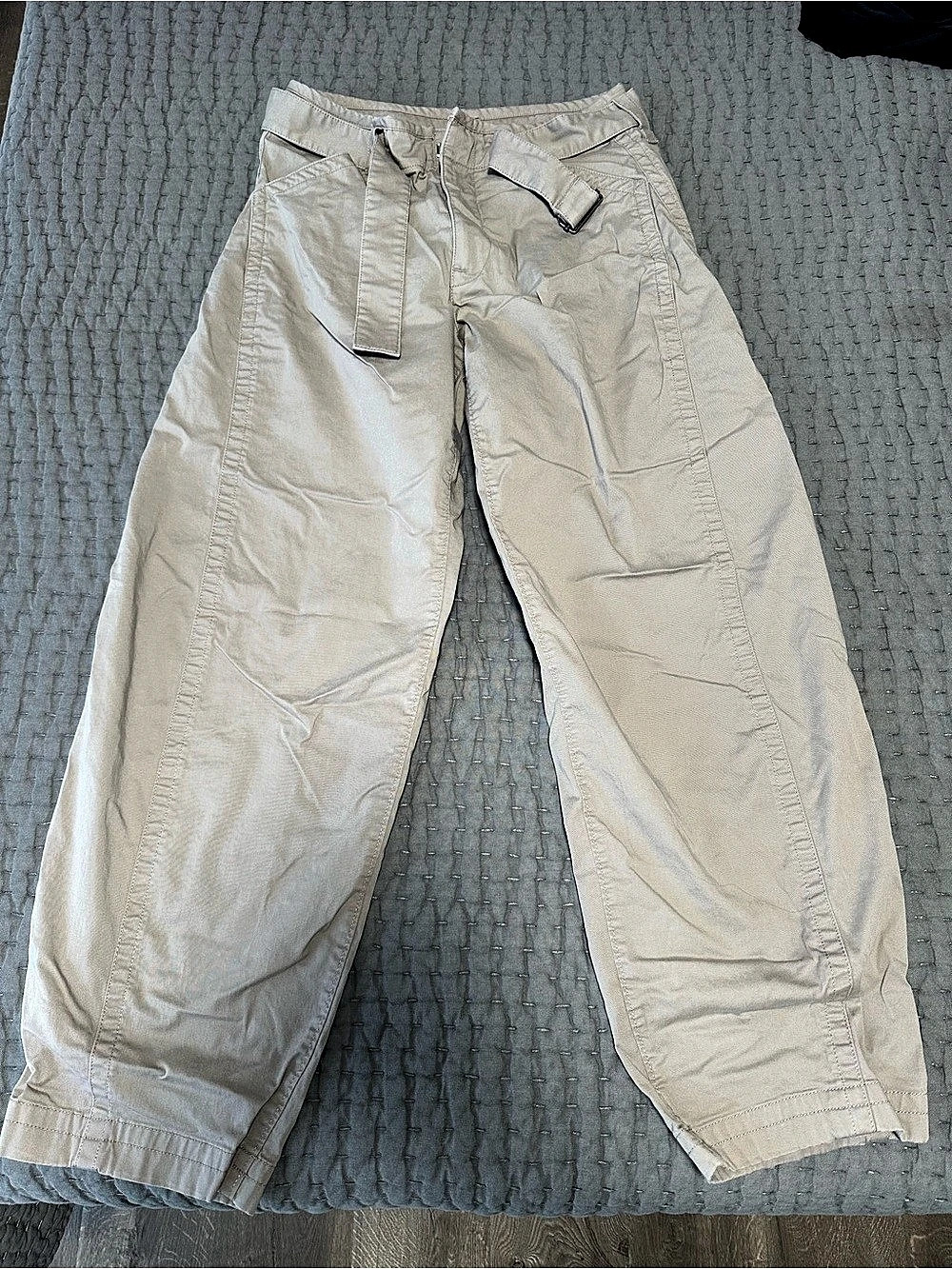 Abercrombie & Fitch Belted Barrel Utility Pant Cream Waist 26L